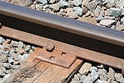 Rail spike with baseplate above the tie