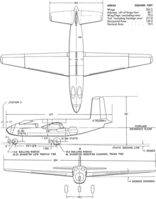 3-view drawing of the Douglas XB-43