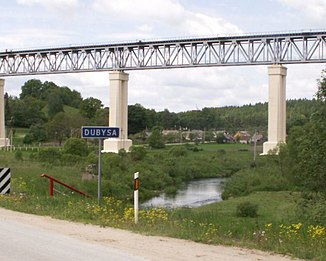 The railway bridge over the Dubysa near Lyduvėnai