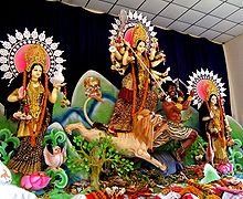 Durga Puja celebrations in Dhakeshwari Temple, Dhaka Durga puja in Dhakeshwari temple.jpg