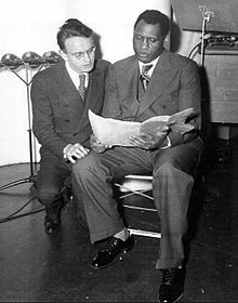 Earl Robinson and Paul Robeson at rehearsal for the song's performance. Earl Robinson Paul Robeson Ballad for Americans 1939.JPG