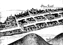 Sketch of Edinburgh in 1544 looking south, detail showing the Netherbow Port Edinburgh 1544.png