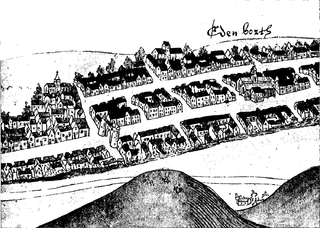 Sketch of Edinburgh made in 1544, showing the Netherbow Port between the High Street and the Canongate (looking south) Edinburgh 1544.png