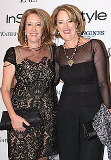 Elizabeth Broderick on the left and her twin sister Jane Latimer on the right in 2013 Elizabeth Broderick in May 2013.jpg