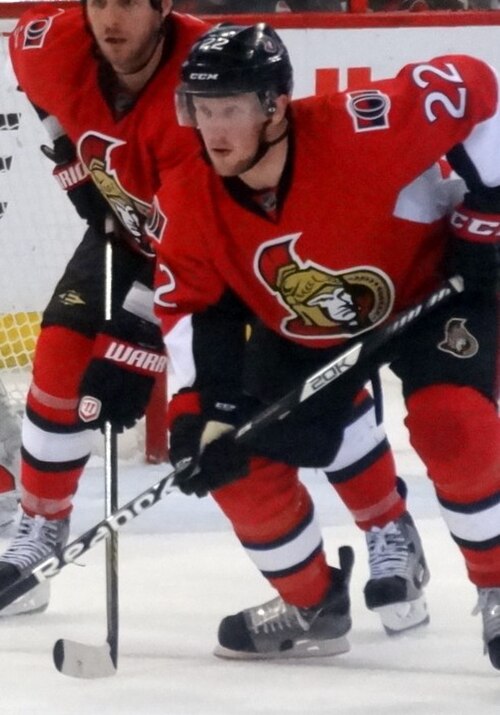 Condra (right) with the Ottawa Senators during the 2013 Stanley Cup playoffs