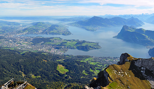 panoramic view on the Lake Lucerne from the summit Esel (2118 m)