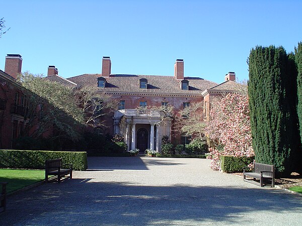 Exterior of Filoli, used as the Carrington Mansion on the television series Dynasty