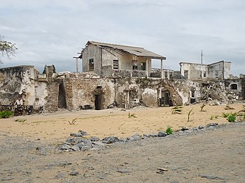 The ruins of Fort Prinzenstein, an ancient European fort in Keta. The devastation of the fort is partly due to sea erosion in the Keta area.