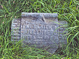 Log-shaped headstone for Frederick B. Bollenburg and infant son, Homewood Cemetery, Pittsburgh