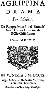 Title page of the libretto from 1709