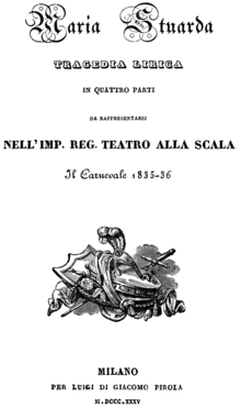 Gaetano Donizetti - Maria Stuarda - titlepage of the libretto - Milan 1835.png