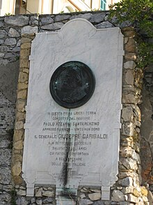 Plaque dedicated to Giuseppe Garibaldi