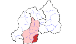 Localização de Gisagara na Província do Sul em Ruanda