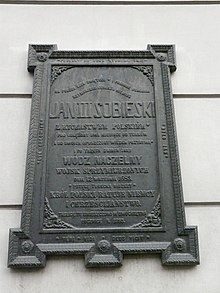An 1863 Polish plaque at the Town Hall commemorating Polish King John III Sobieski to 200th anniversary of the Battle of Vienna