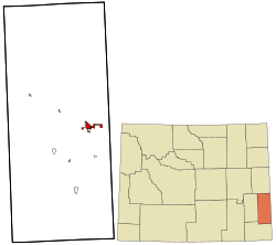Location in Goshen County and وائیومنگ