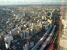 Una vista dall'alto del centro di Hamamatsu dall'edificio più alto (Act Tower)