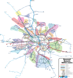 Harta transportului în comun în București