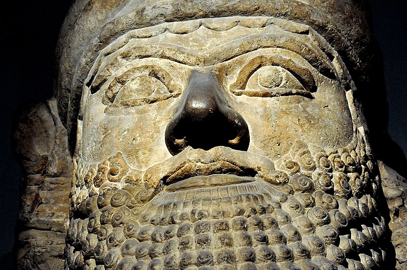 File:Head of a lamassu from the palace of Esarhaddon, from Nimrud, Iraq, 7th century BC. The British Museum.jpg