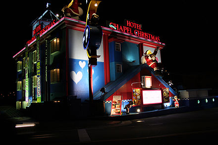 Many love hotels, such as this property in Himeji, have unique exterior decorations.