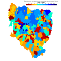 Befolkningsvækst pr. kommune mellem 1998 og 2008