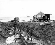 Small scale hydraulic mining, Nome beach, 1904