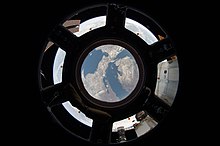 The Leelanau Peninsula is just to the right of the center as seen from the Cupola of the International Space Station. North is oriented towards the upper left; taken on March 11, 2012.