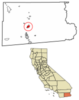 Location of Brawley in Imperial County, California.