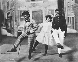 George Walker, Adah Overton Walker, and Bert Williams in In Dahomey (1903), the first Broadway musical to be written and performed by African Americans