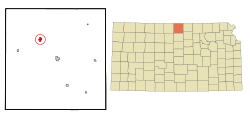 Jewell County Kansas Incorporated and Unincorporated areas Burr Oak Highlighted.svg