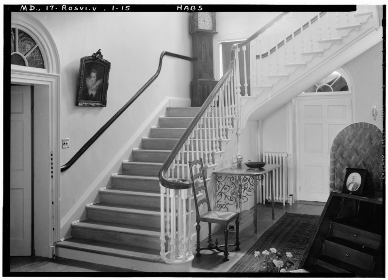 File:July 22, 1936 11-40 A. M. ENTRANCE HALL STAIR DETAIL - Poplar Hill, 7606 Woodyard Road (His Lordship's Kindness Road) (Rosaryville vicinity), Clinton, Prince George's County, HABS MD,17-ROSVI.V,1-15.tif