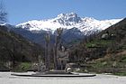 Monument to Garegin Nzhdeh in Kapan with Mount Khustup in the background