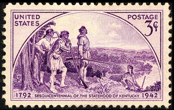 In 1942 the U.S. Post Office issued a postage stamp commemorating the 150th anniversary of Kentucky statehood, a 3-cent 1942 issue