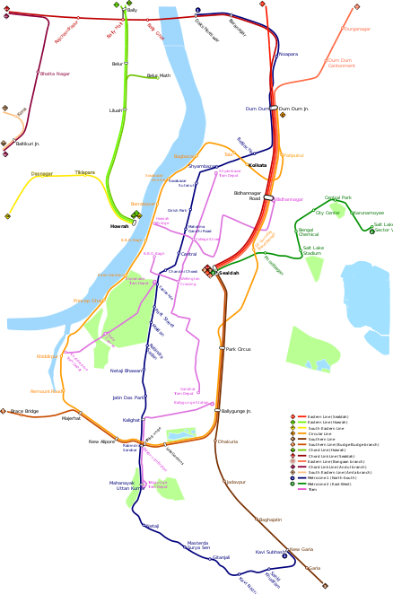 Public transport map of Greater Kolkata