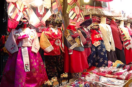 Hanbok, traditional Korean dresses at Dongdaemun market
