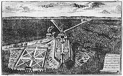 Nový les u Kuksu (katastrální území Stanovice) v roce 1720: na obraze uprostřed je poustevna sv. Antonína s okrasnou a bylinářskou zahradou a s fontánami, vpravo nahoře je poustevna sv. Pavla