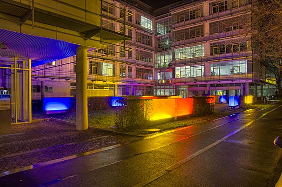 Art in front of a building (the buildig belongs to the Albert-Ludwigs-Universität Freiburg in Germany)