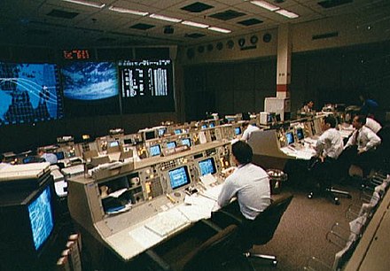 Flight Control Room 1 during STS-30 in 1989