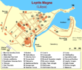 Pianta della città di Leptis Magna con il porto.