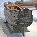Modèle réduit du Brillant, vaisseau de la flotte de Louis XIV qui a inspiré le dessin de La Licorne.