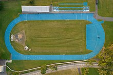 Aerial view of a standard 400-metre running track. Lincoln Park Jersey City September 2021 008.jpg