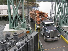 Logging truck on Shaw Island ferry dock