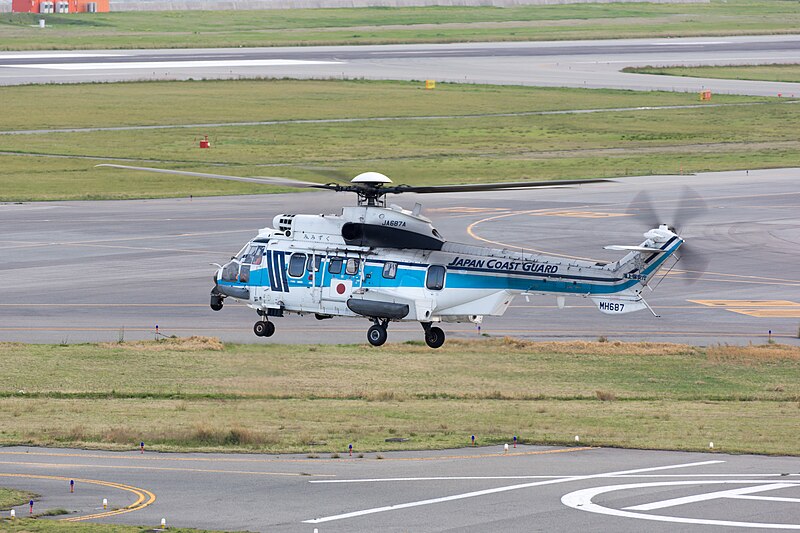 File:MH687 "Mimizuku (Horned owl)", JA687A, Eurocopter EC225LP Super Puma Mk2+, Kansai Airport Coast Guard Air Station, Japan Coast Guard (17196816191).jpg