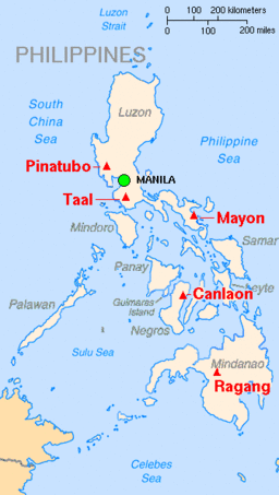 Dei viktigaste vulkanane på Filippinane