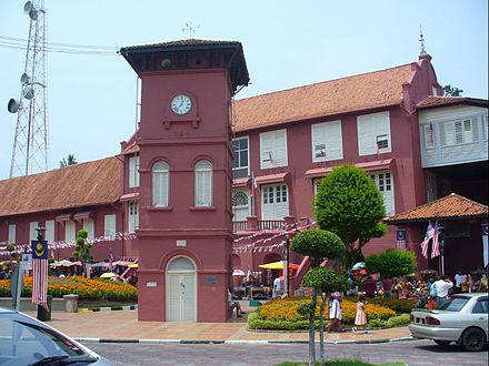 The Stadhuys and clock tower at the heart of the historic quarter of Malacca