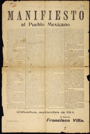 Manifesto to the Mexican people by the General Francisco Villa.