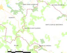 Mapa obce Saint-Éloy-les-Tuileries