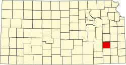 Karte von Woodson County innerhalb von Kansas