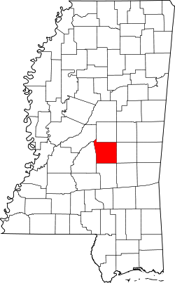 Karte von Scott County innerhalb von Mississippi