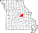 A state map highlighting Osage County in the middle part of the state.