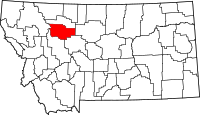 ティトン郡の位置を示したモンタナ州の地図